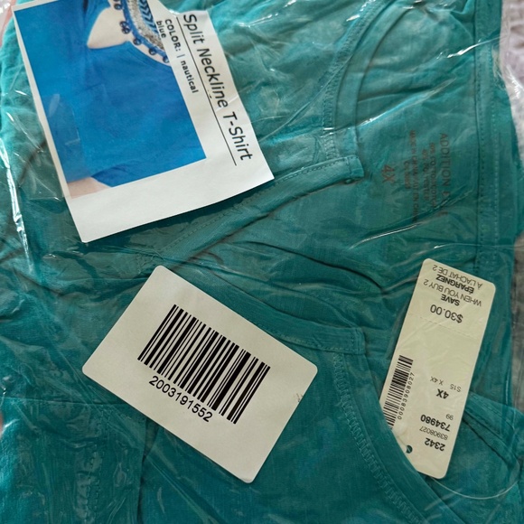 T-SHIRT, HENLEY STYLE, NAUTICAL BLUE, SIZE 4X, SHORT SLEEVES, SPLIT NECK, POCKET - Picture 2 of 2